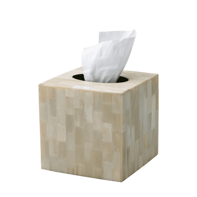 Square Tissue Box Cover, Bone