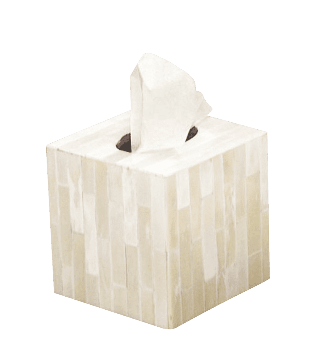 Square Tissue Box Cover - Bone