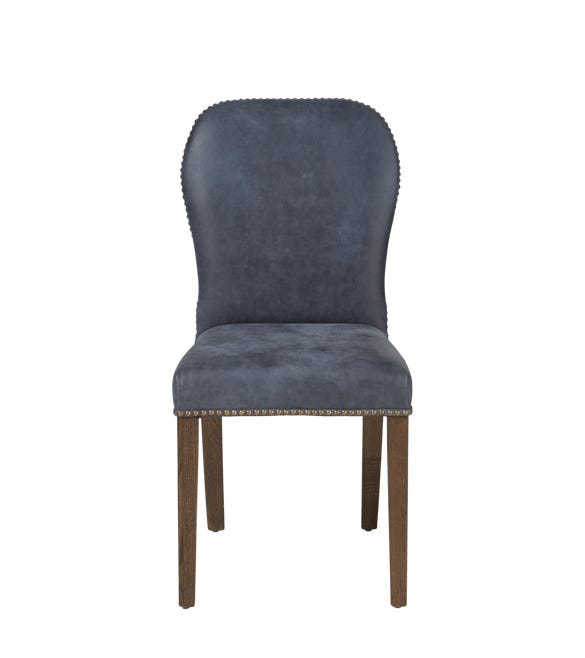 Stafford Leather Dining Chair - Smoke Blue