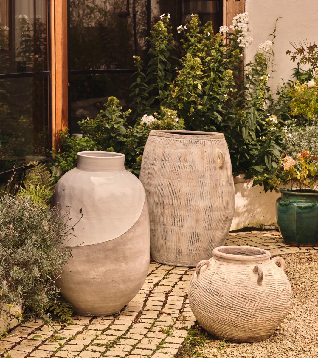 OKA, Tall Chasca Planter - Brushed White, Vases, Terracotta