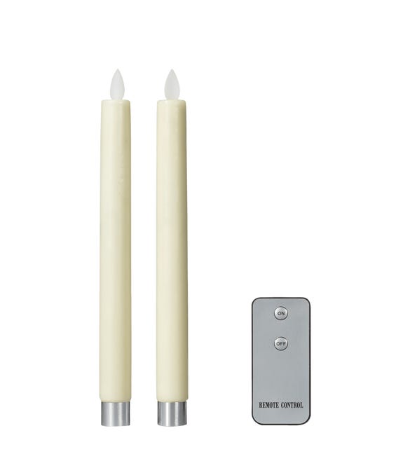 Pair of Tapered LED Candles - White