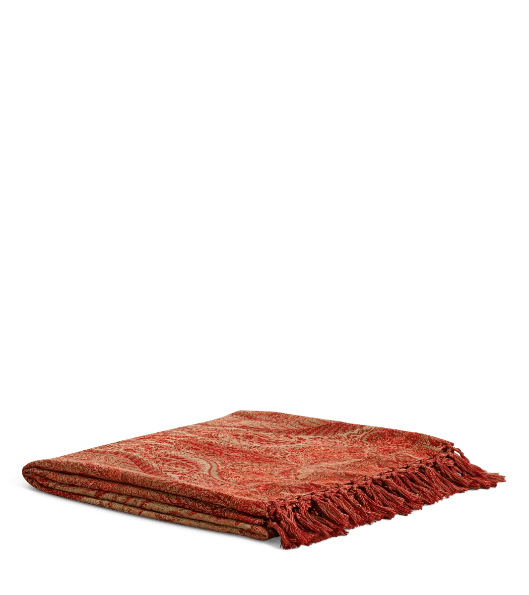 Antique Style Paisley Wool Throw Red