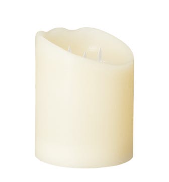 Wide Natural Glow Pillar LED Candle Medium - Ivory