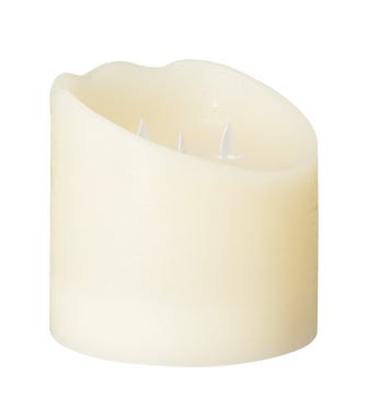 Wide Natural Glow Pillar LED Candle Small - Ivory