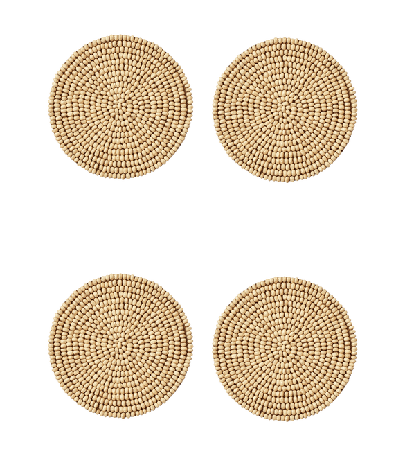 Set of Four Laucala Wooden Beaded Coasters