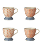 Zellige Mugs Set of 4 - Orange / Grey