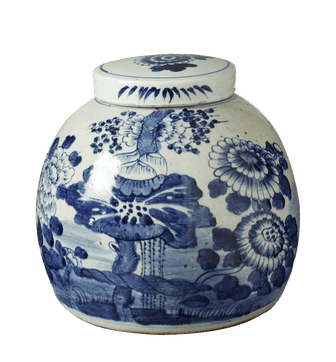Zetian Lidded Jar - White/Blue