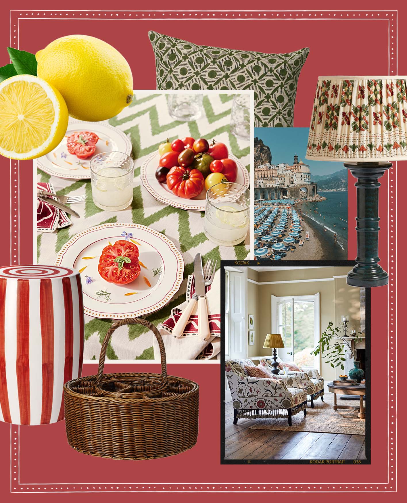 A collage of Mediterranean inspiration and Oka homeware