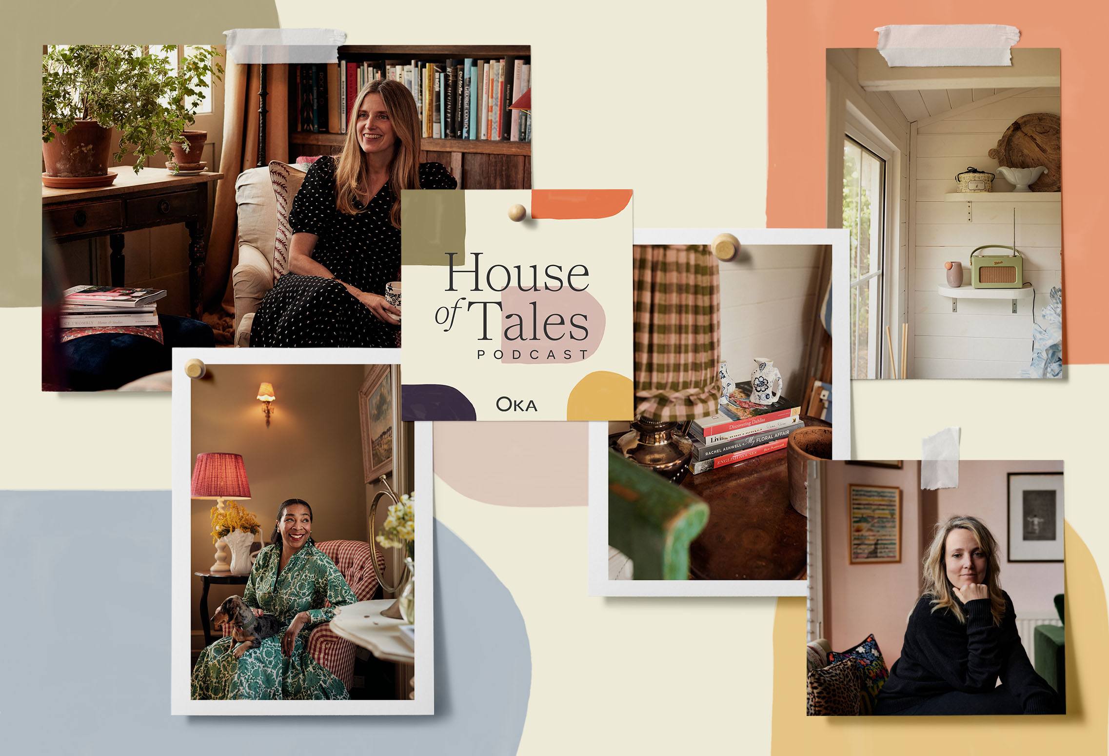 A selection of images showing Paula Sutton, Amanda Cutter Brooks and Bay Garnett at home