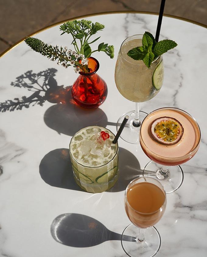 Cocktails on a marble table