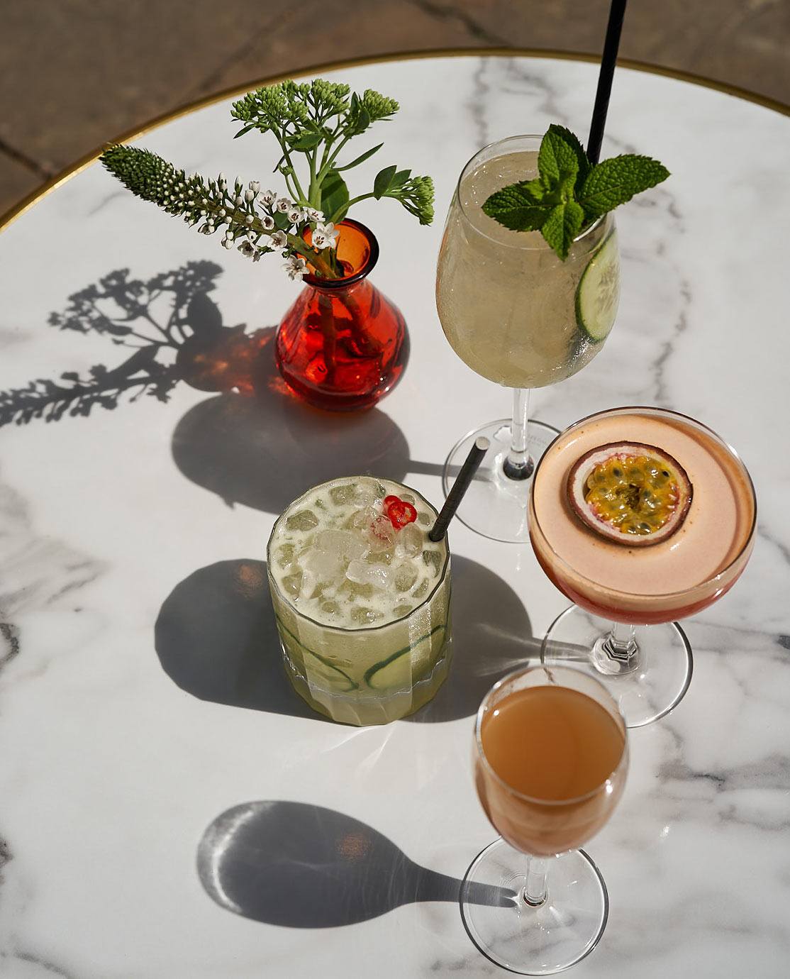 Cocktails on a marble table