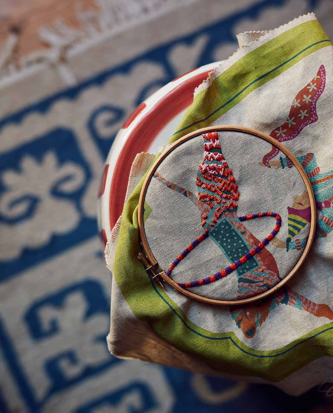 An aerial view of The Fabled Thread's embroidery 