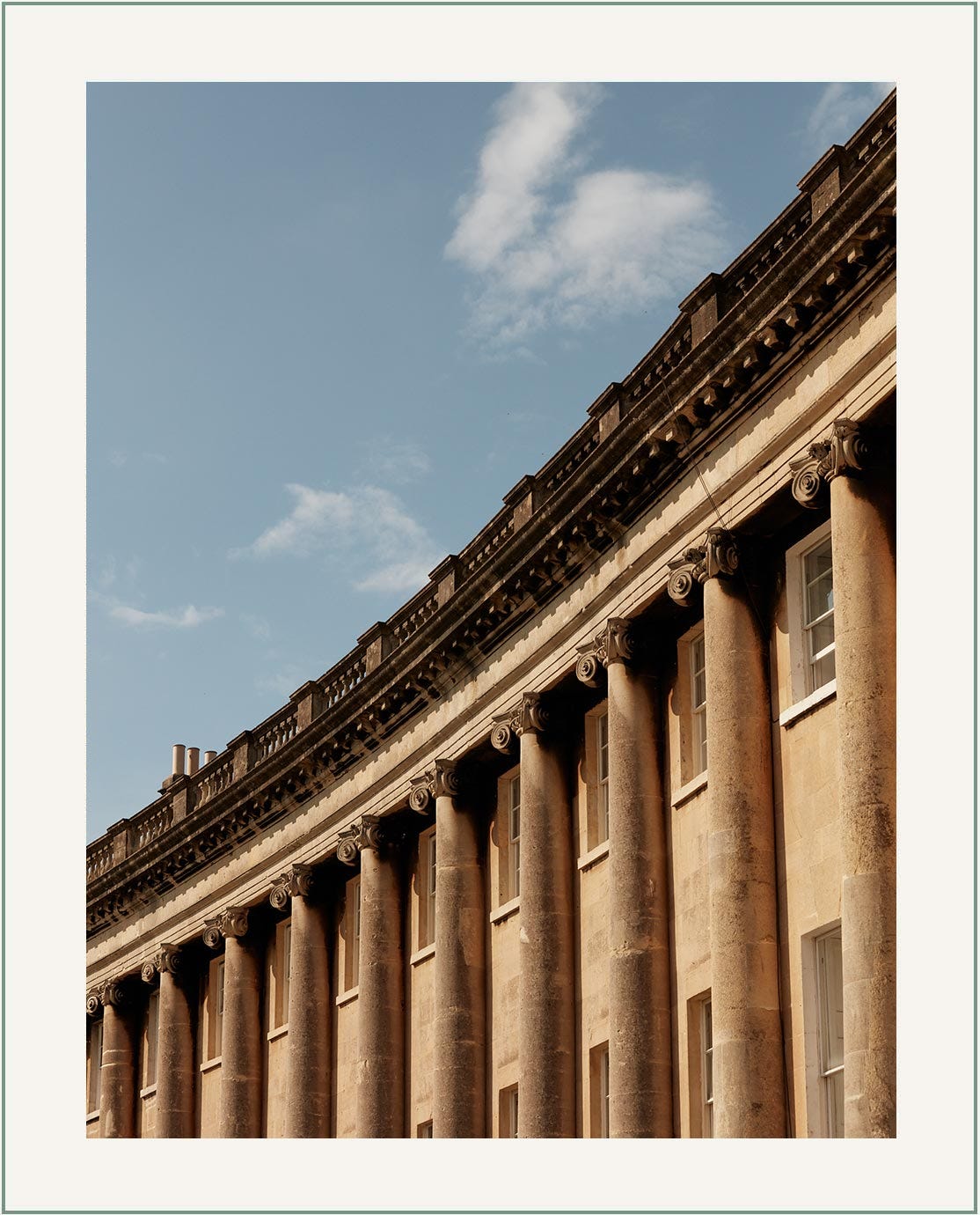 The top of a traditional Regency building in bath