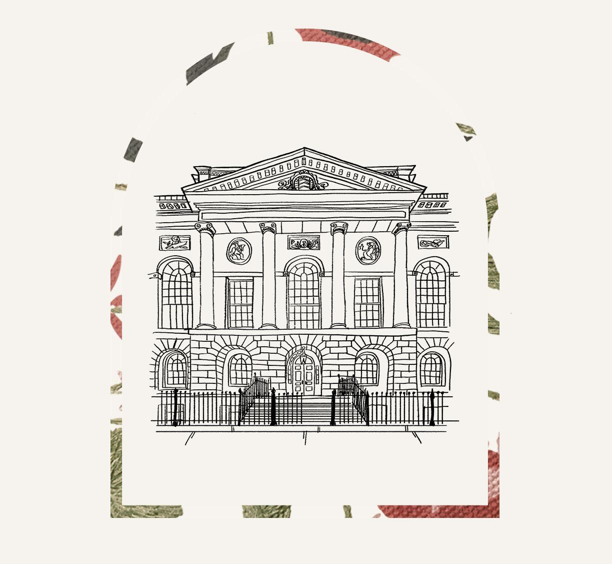 An illustration of the exterior of Old Sessions House 