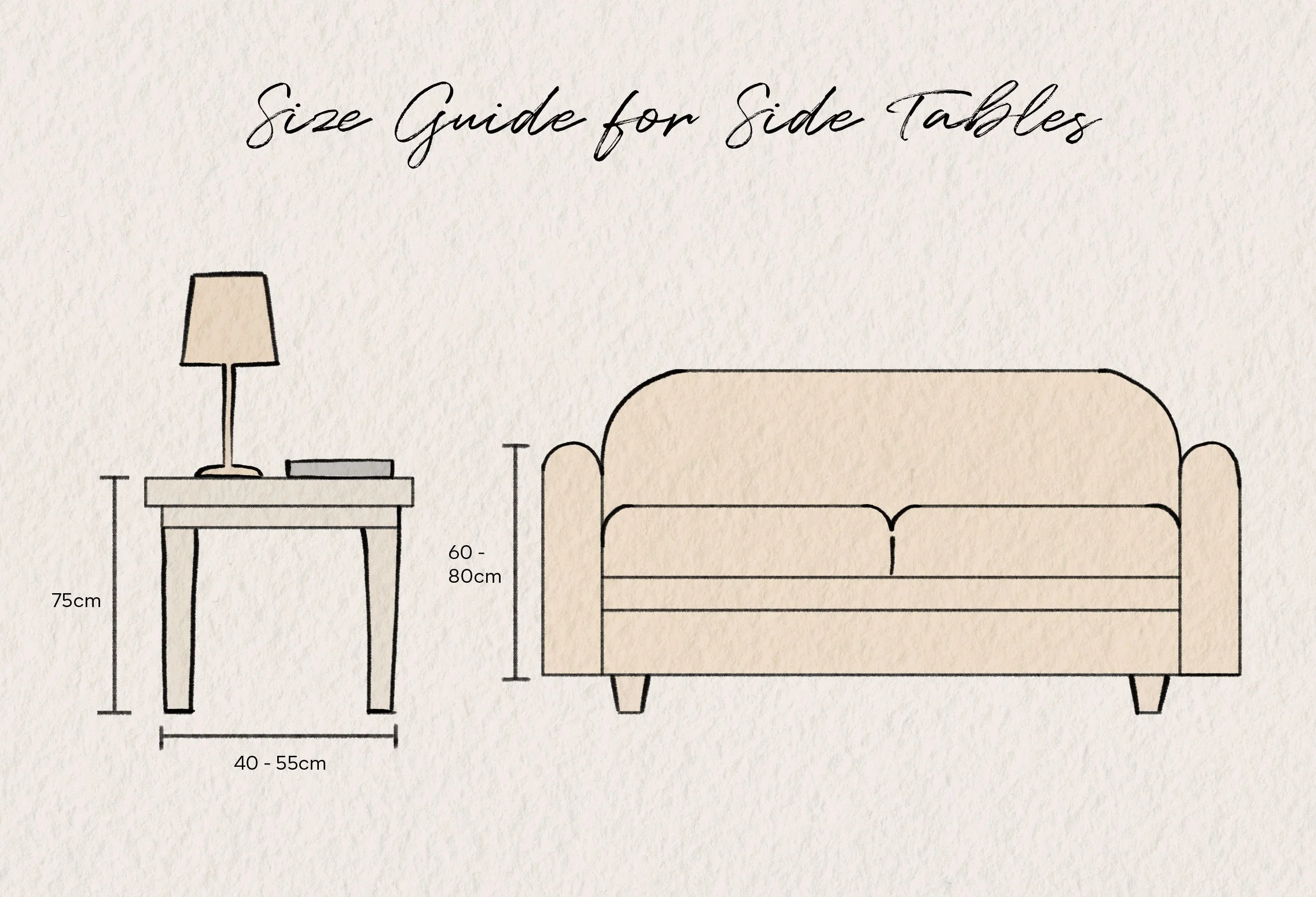 Side cheap table size